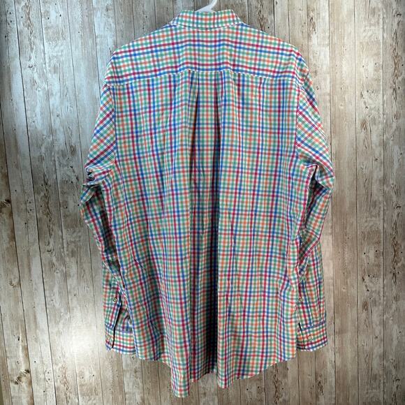 Vineyard Vines Slim Fit Whale Shirt Mens XL Blue Green Pastel Gingham Preppy‎ - Picture 2 of 8